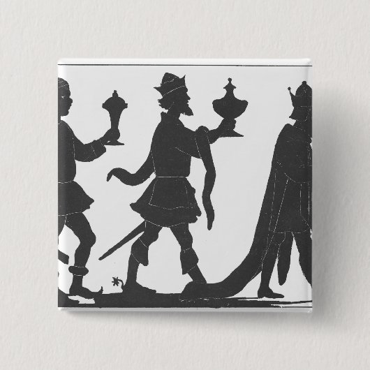 Silhouette van de Drie Kings Vierkante Button 5,1 Cm (Voorkant)