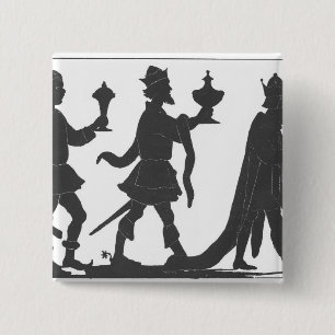 Silhouette van de Drie Kings Vierkante Button 5,1 Cm