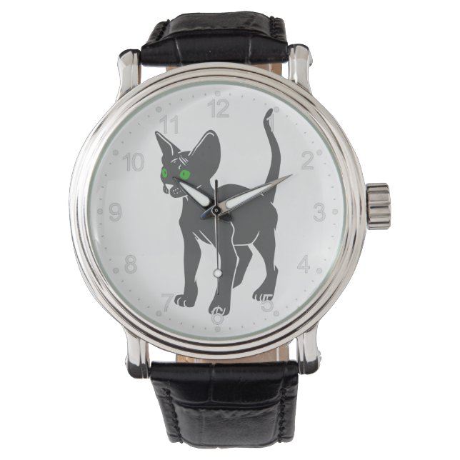 Silhouette van de Egyptische kat - Kies achterkleu Horloge (Voorkant)