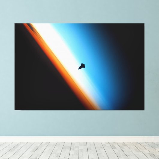 Silhouette van de Space Shuttle Endeavor Canvas Afdruk (Insitu (Houten vloer))
