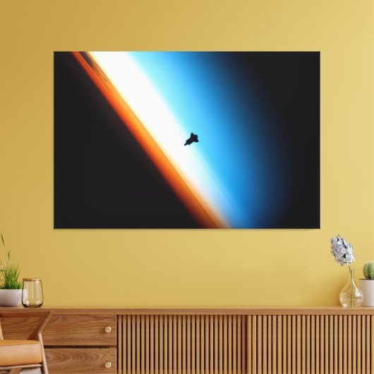 Silhouette van de Space Shuttle Endeavor Canvas Afdruk (Insitu (Woonkamer))