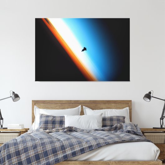 Silhouette van de Space Shuttle Endeavor Canvas Afdruk (Insitu (Slaapkamer))