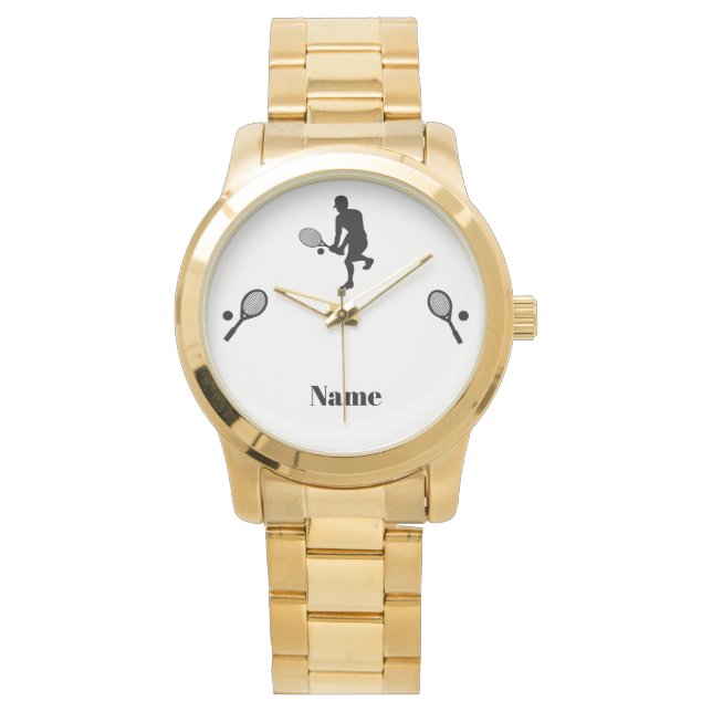 Silhouette van de Speler van de Mannelijke Tennis  Horloge (Voorkant)