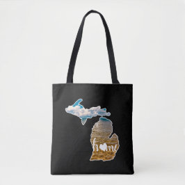 Silhouette van de staat Michigan op zwart Tote Bag