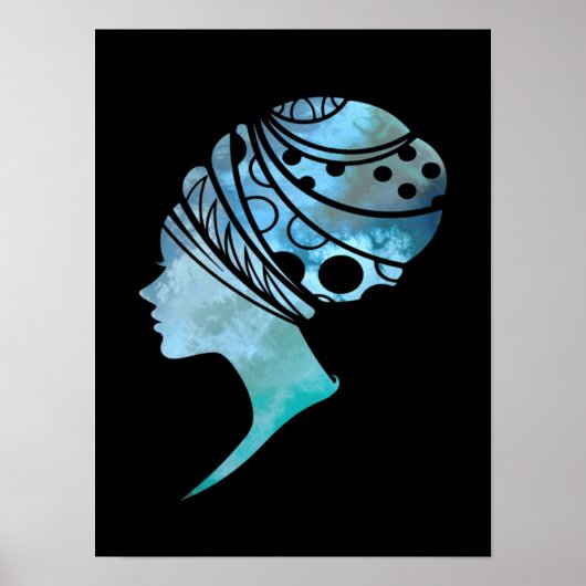 Silhouette van een Afrikaanse vrouw Poster (Voorkant)