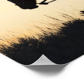 Silhouette van een Cowgirl op haar paard tegen het Poster (Hoek)