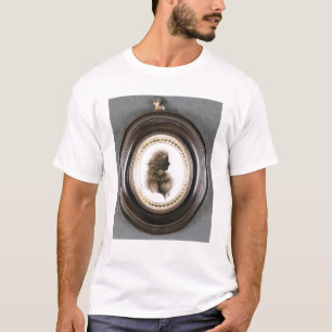 Silhouette van een dame, geschilderd op bolvormig  t-shirt