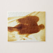 Silhouette van een engel met vleugels legpuzzel (Horizontaal)