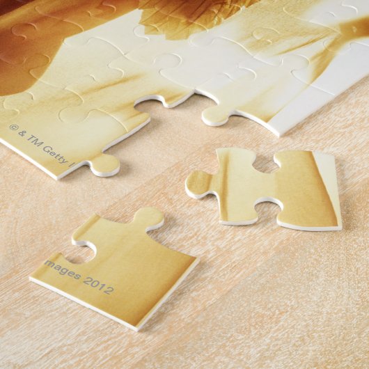 Silhouette van een engel met vleugels legpuzzel (Zijkant)