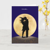 Silhouette van een heks en een vampier kaart (Gele Bloem)