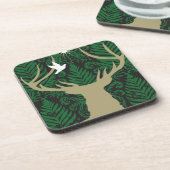 Silhouette van een hert, een duif en een ster tege bier onderzetter (Linkerzijde)