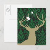 Silhouette van een hert, een duif en een ster tege briefkaart (Voorkant / Achterkant)