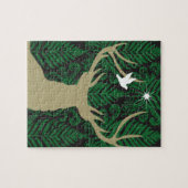 Silhouette van een hert, een duif en een ster tege legpuzzel (Horizontaal)