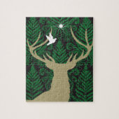 Silhouette van een hert, een duif en een ster tege legpuzzel (Verticaal)