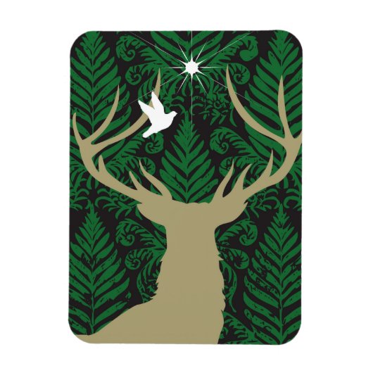 Silhouette van een hert, een duif en een ster tege magneet (Verticaal)