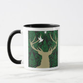 Silhouette van een hert, een duif en een ster tege mok (Links)