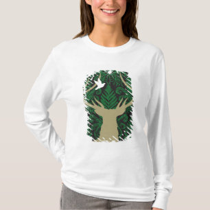 Silhouette van een hert, een duif en een ster tege t-shirt