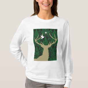 Silhouette van een hert, een duif en een ster tege t-shirt