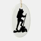 Silhouette van een Hiker die een berg omhoog rijdt Keramisch Ornament (Rechts)