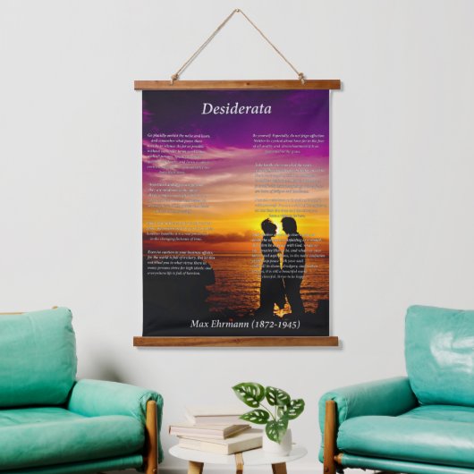 Silhouette van een jong stel in liefde hangend wandkleed (Woonkamer)