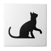 Silhouette van een kattenbehandeling tegeltje (Voorkant)