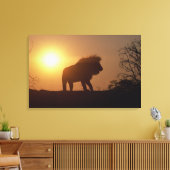 Silhouette van een leeuw canvas afdruk (Insitu (Woonkamer))