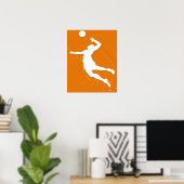 Silhouette van een man dat volleybal speelt poster (Thuiskantoor)