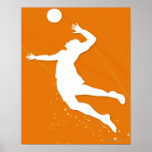 Silhouette van een man dat volleybal speelt poster (Voorkant)