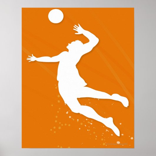 Silhouette van een man dat volleybal speelt poster (Voorkant)