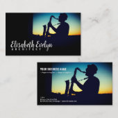 Silhouette van een Man die Saxofone afspeelt Visitekaartje (Voorkant / Achterkant)