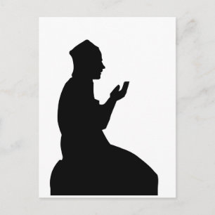 Silhouette van een man voor moslimbidden briefkaart