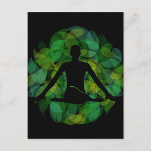 Silhouette van een meditator briefkaart