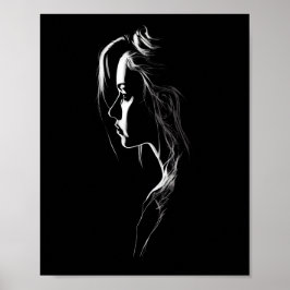 Silhouette van een meisje met licht en schaduw poster