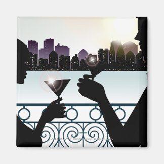 Silhouette van een paar brandende martinibrillen magneet