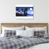 Silhouette van een paar dat op het strand omarmt canvas afdruk (Insitu (Slaapkamer))