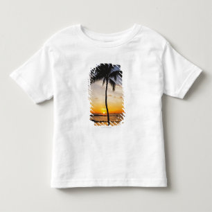 Silhouette van een palmboom met een Rode Oranje zo Kinder Shirts