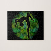 Silhouette van een persoon die gymnastiek of yoga  legpuzzel (Horizontaal)