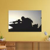 Silhouette van een Squad Automatic Weapon gunner Canvas Afdruk (Insitu (Woonkamer))