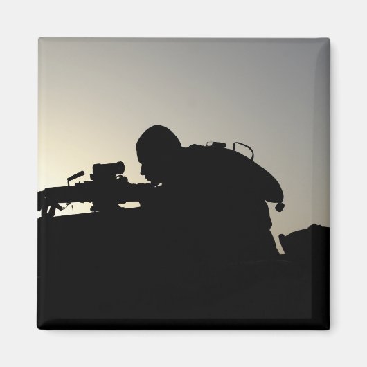 Silhouette van een Squad Automatic Weapon gunner Magneet (Voorkant)