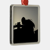Silhouette van een Squad Automatic Weapon gunner Metalen Ornament (Rechts)