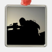 Silhouette van een Squad Automatic Weapon gunner Metalen Ornament (Voorkant)