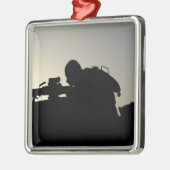 Silhouette van een Squad Automatic Weapon gunner Metalen Ornament (Links)
