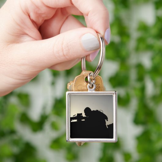 Silhouette van een Squad Automatic Weapon gunner Sleutelhanger (Hand)