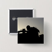 Silhouette van een Squad Automatic Weapon gunner Vierkante Button 5,1 Cm (Voorkant /achterkant)