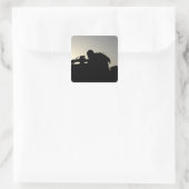 Silhouette van een Squad Automatic Weapon gunner Vierkante Sticker (Tas)
