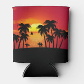 Silhouette van een tropisch eiland op Sunset Blikjeskoeler (Voorkant)