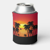 Silhouette van een tropisch eiland op Sunset Blikjeskoeler (Blikje Achterkant)