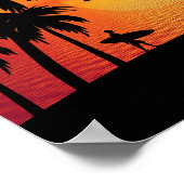 Silhouette van een tropisch eiland op Sunset Poster (Hoek)