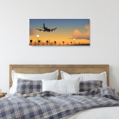 Silhouette van een vliegtuig tijdens de vlucht canvas afdruk (Insitu (Slaapkamer))