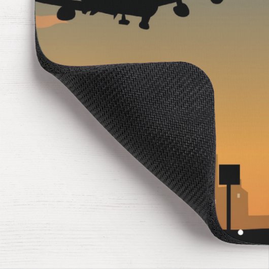 Silhouette van een vliegtuig tijdens de vlucht muismat (Hoek)